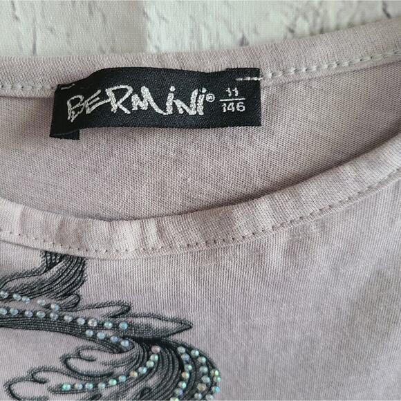 Bermini Beautiful Girls Bedazzled Lace Sleeve T-Shirt SZ XS - Picture 7 of 12